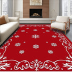Red Snowflake Festive Border Design Rug