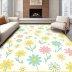 Retro Daisy Floral Print Rug