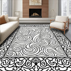 Bold Abstract Swirls Frame Design Rug