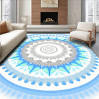 Cool Toned Geometric Mandala Pattern Rug