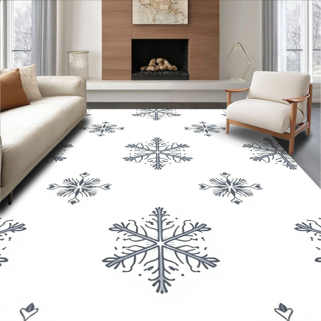 Cool Gray Snowflake Repeat Rug