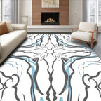 Abstract Blue Gray Swirls Art Rug