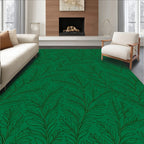 Emerald Green Leafy Vine Pattern Rug