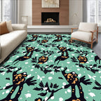 Whimsical Black Gold Creature Garden Rug