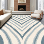 Abstract Striped Blue Beige Pattern Rug
