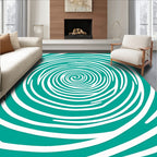 Teal Swirl Curve Pattern Design Rug