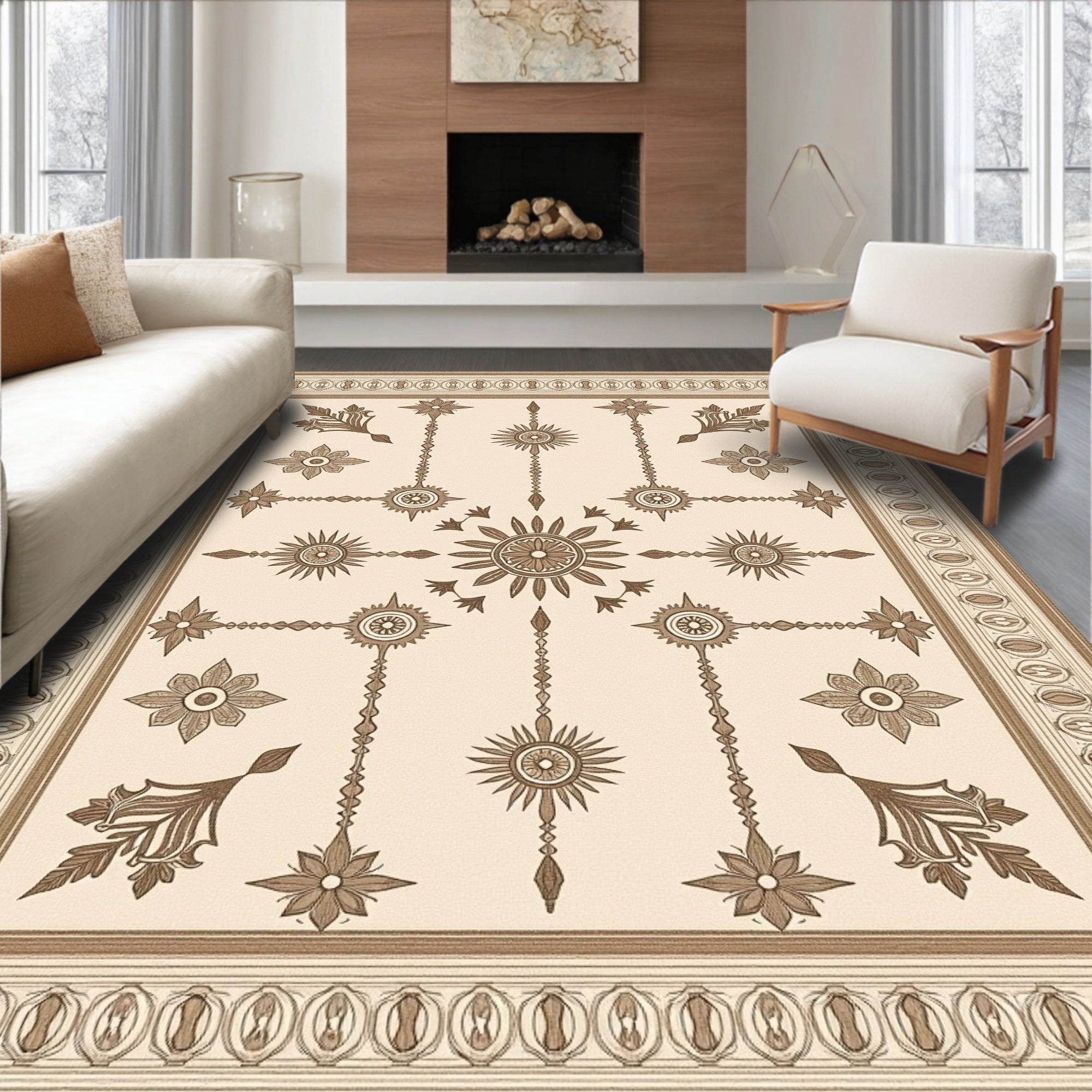 Classic Floral Geometric Medallion Rug