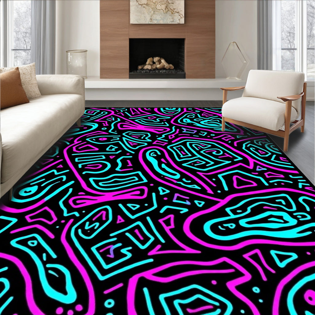 Retro Neo-Tribal Abstract Pattern Rug