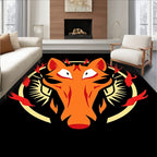 Orange Fox With Fire Symbol Rug