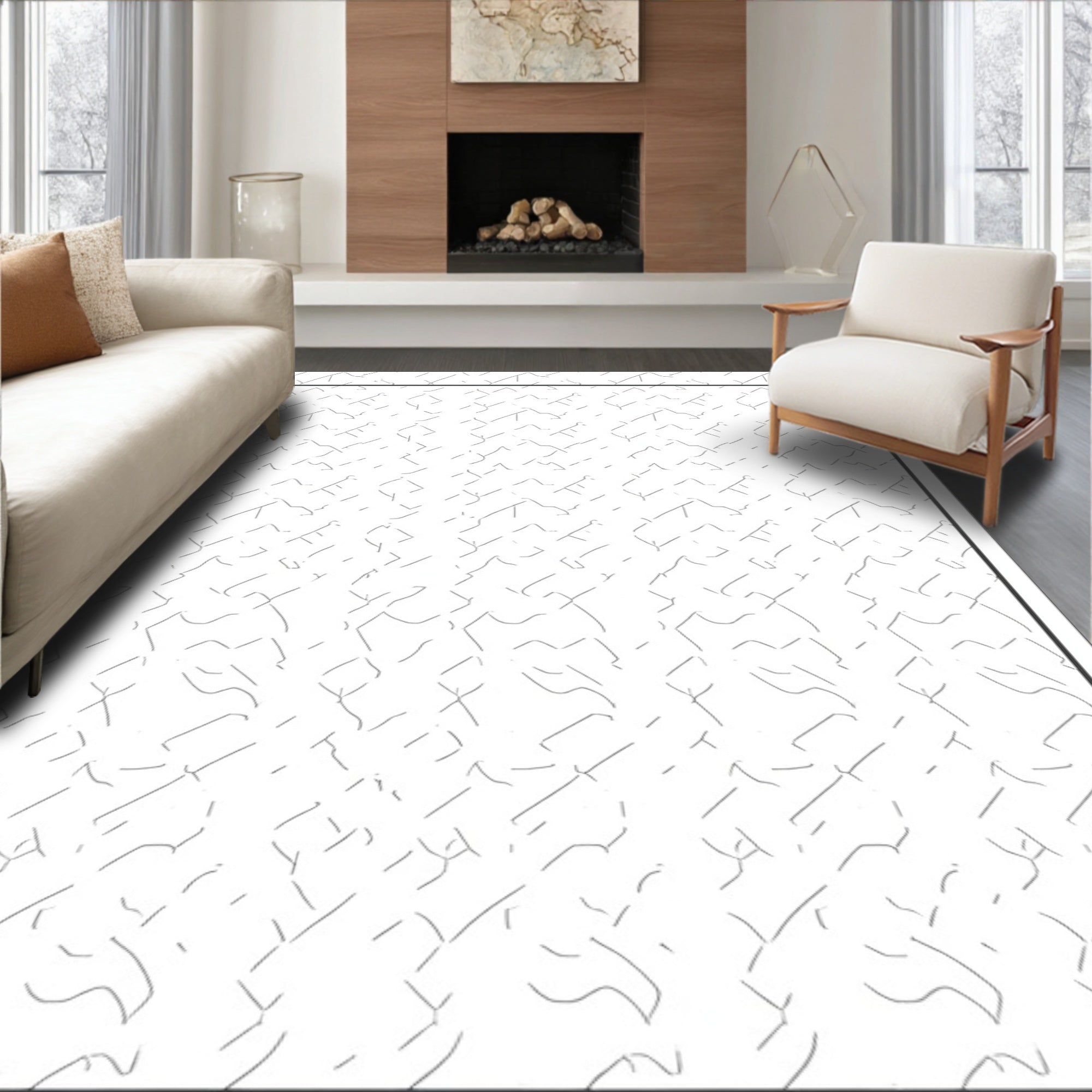 Linear Scramble Textured Graphic Rug