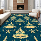 Gold Pine Trees Starry Night Abstraction Rug