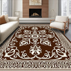 Rich Brown Floral Mandala Pattern Rug