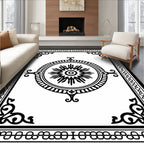 Classic Round Medallion Border Design Rug