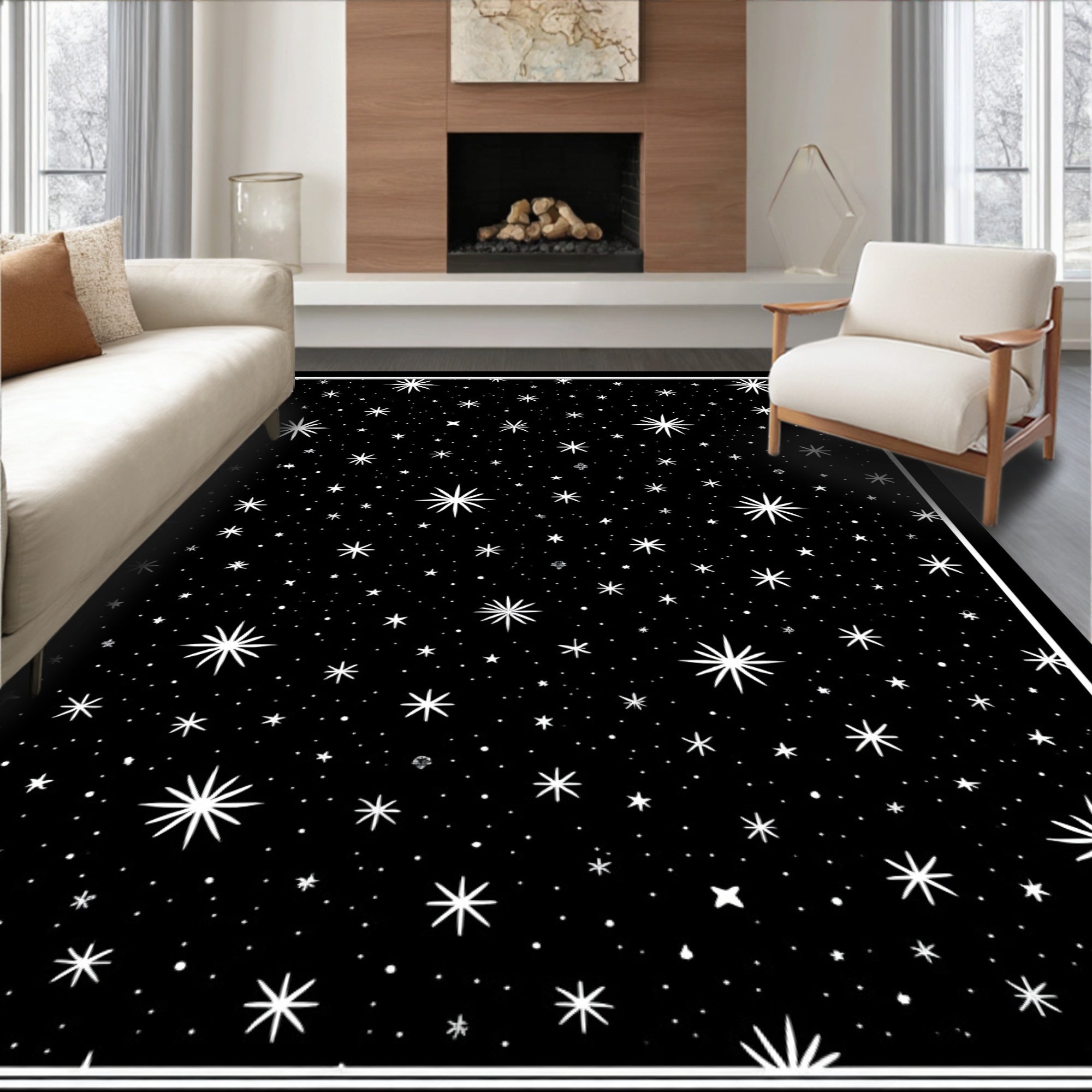Night Sky Star Pattern Rug