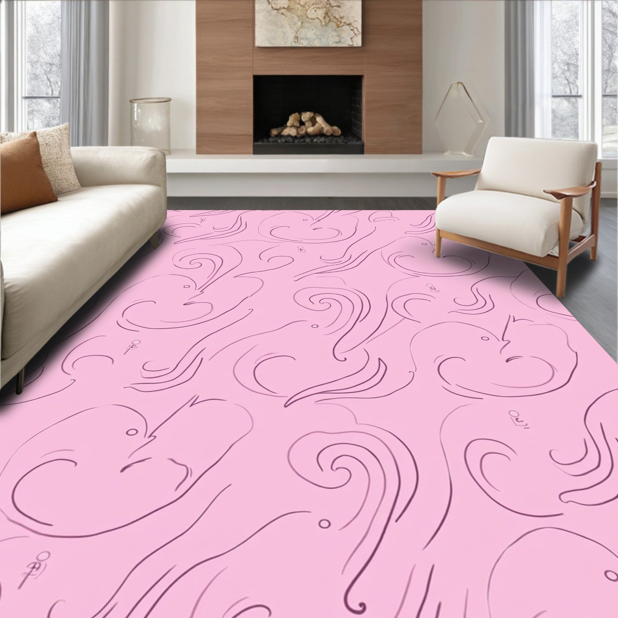 Abstract Flowing Lines Pattern Rug