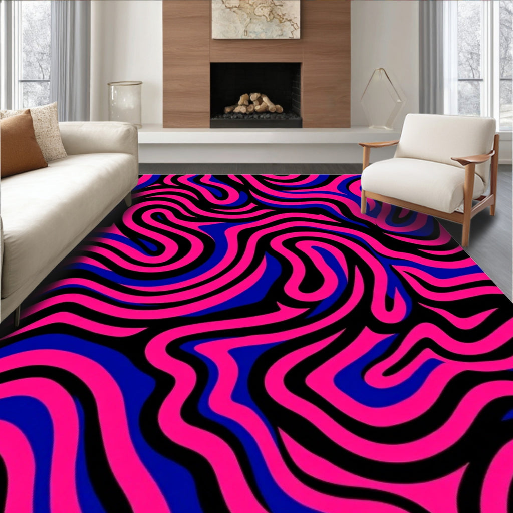 Vibrant Swirl Stripe Pattern Rug