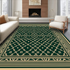 Elegant Cream Green Geometric Pattern Rug