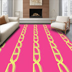Bright Pink And Yellow Geometric Link Rug