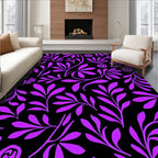 Bold Purple Floral Branch Pattern Rug