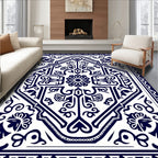 Classic Indigo Floral Symmetry Rug