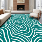 Teal and White Swirl Pattern Rug
