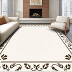Classic Floral Border With Leaf Accents Rug
