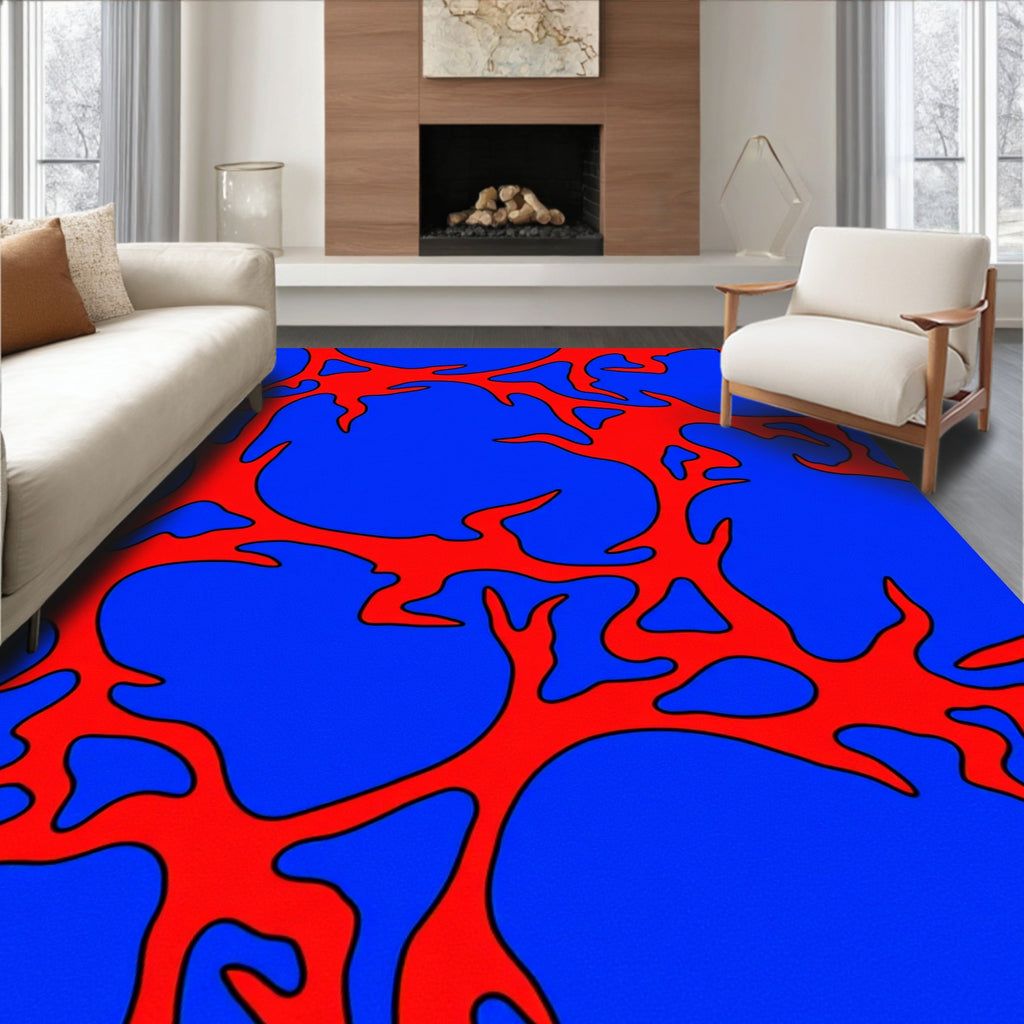 Abstract Red Coral Pattern Rug