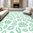 Mint Green Leaf Pattern Design Rug