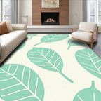 Teal Leaf Patterned Design Rug