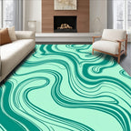 Teal Swirl Abstract Pattern Rug