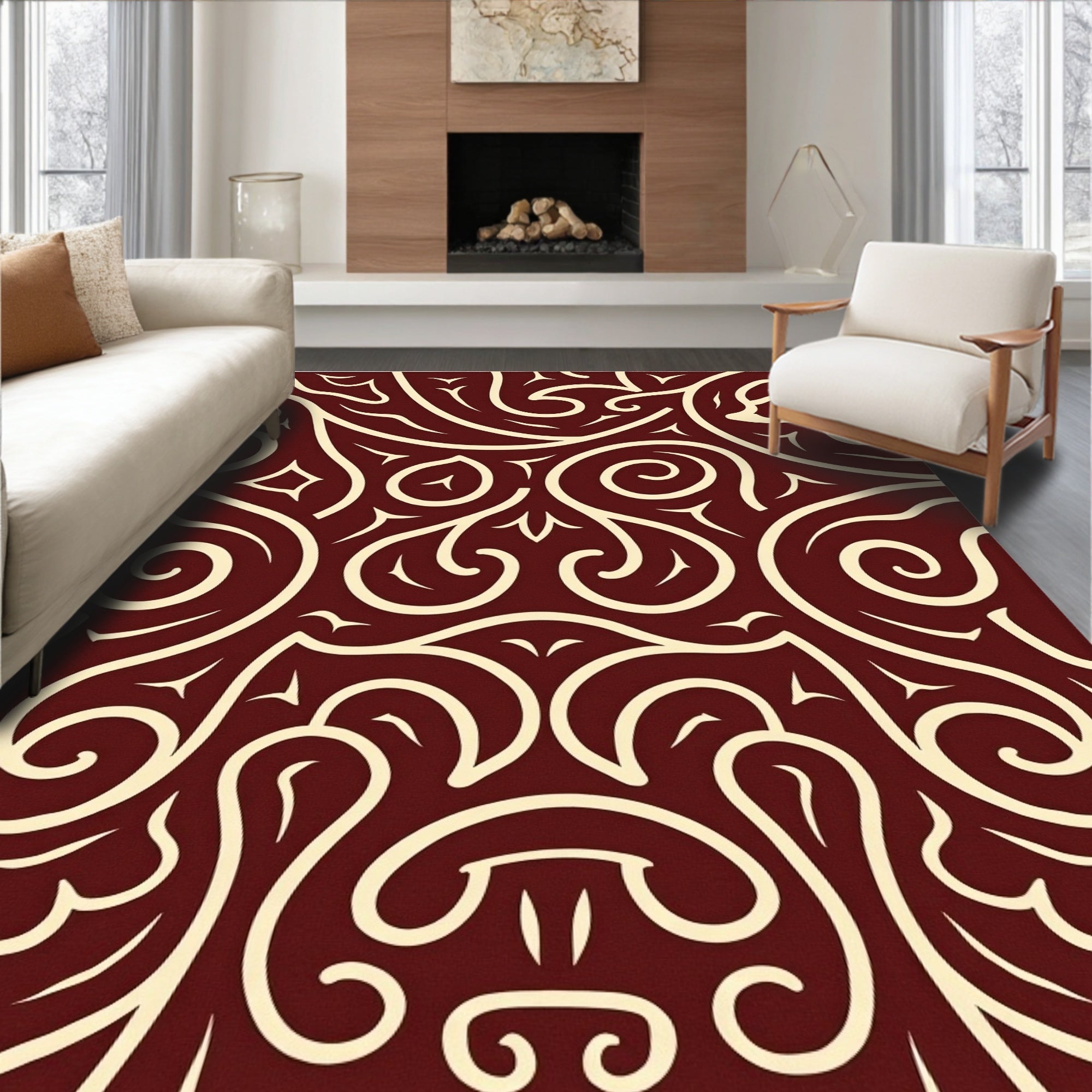 Elegant Swirl Pattern Design Rug
