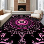 Vibrant Pink Yellow Radial Pattern Rug
