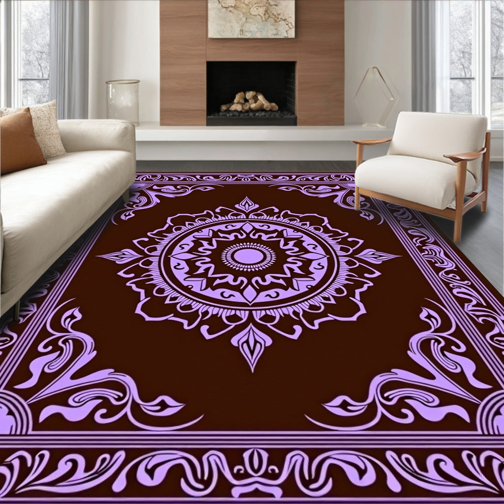 Elegant Purple Mandala Art Rug