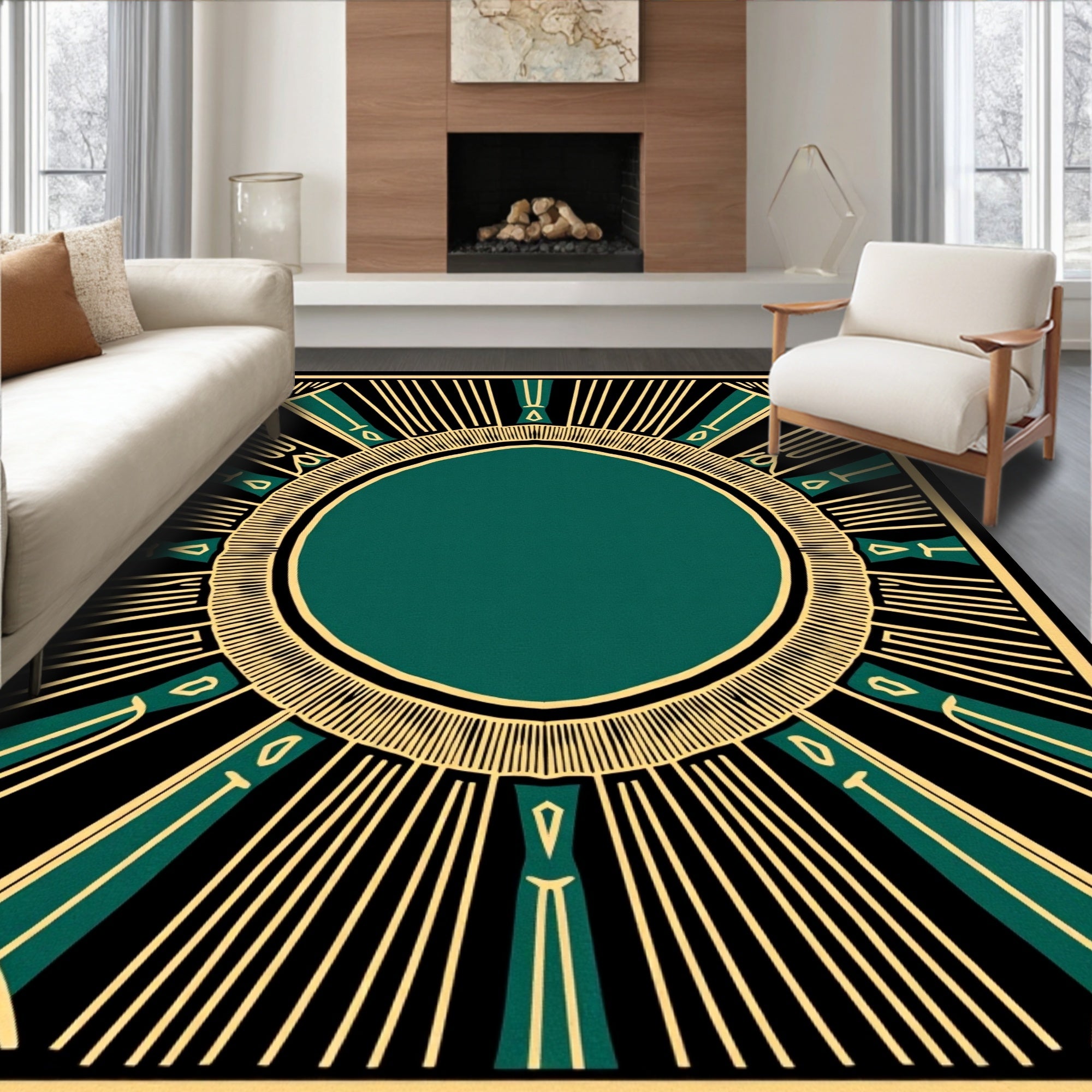 Art Deco Sunburst Pattern Rug