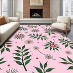 Pink Green Foliage Flower Medallion Rug
