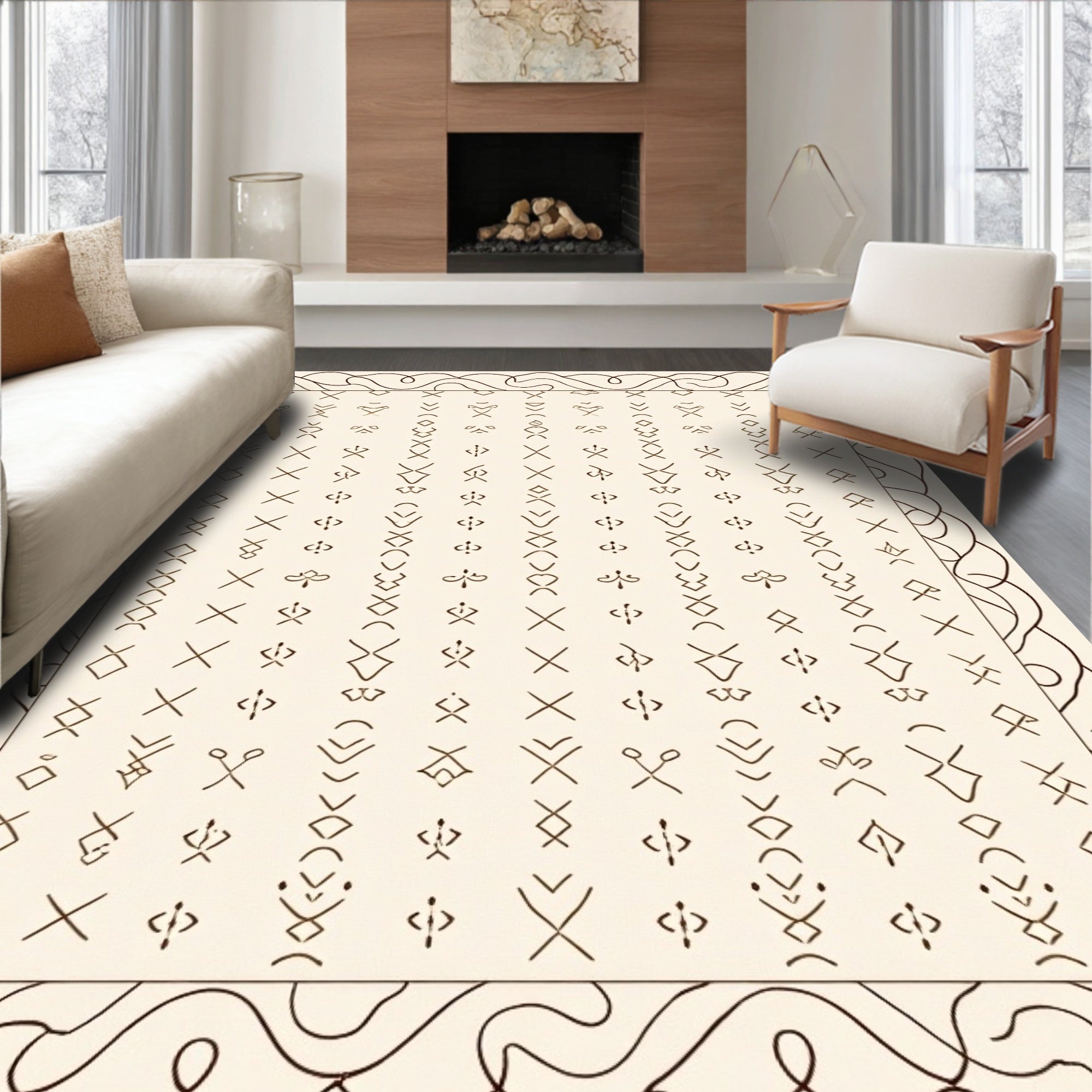 Abstract Symbols Geometric Pattern Design Rug