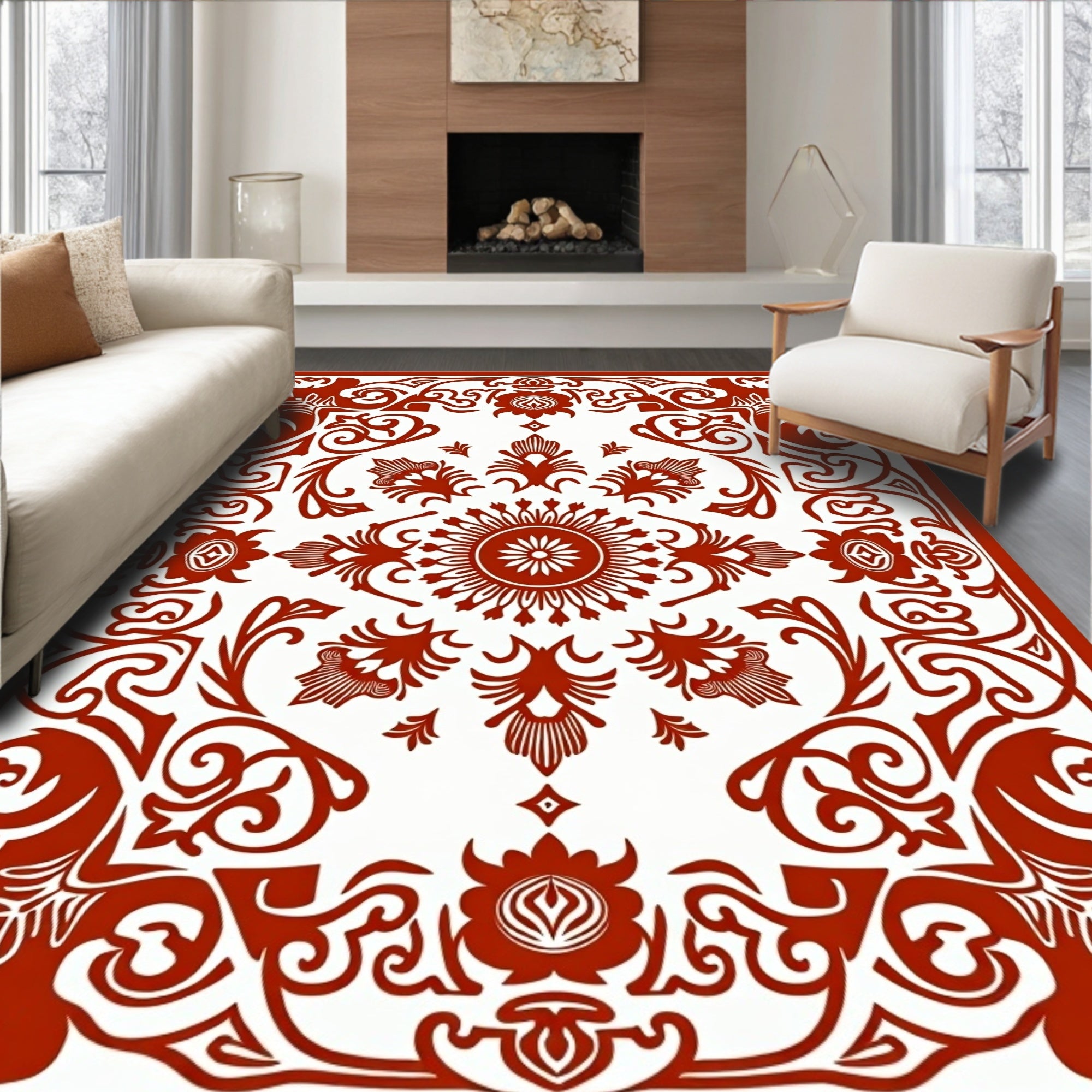 Intricate Floral Medallion Pattern Rug