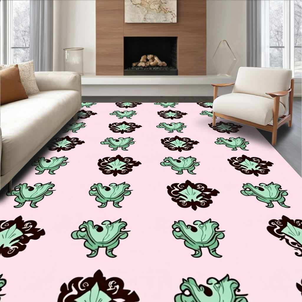 Whimsical Creature Floral Pattern Design Rug