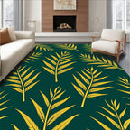 Gold Palm Leaf Patterned Rug