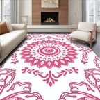 Vibrant Pink Floral Mandala Pattern Rug