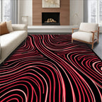 Red and Pink Abstract Groovy Waves Rug