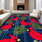 Crimson Cardinal Pine Sprig Plaid Rug