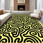 Bold Black Swirl Patterned Rug