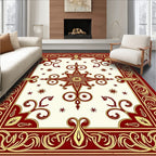 Ornate Red Gold Medallion Pattern Rug
