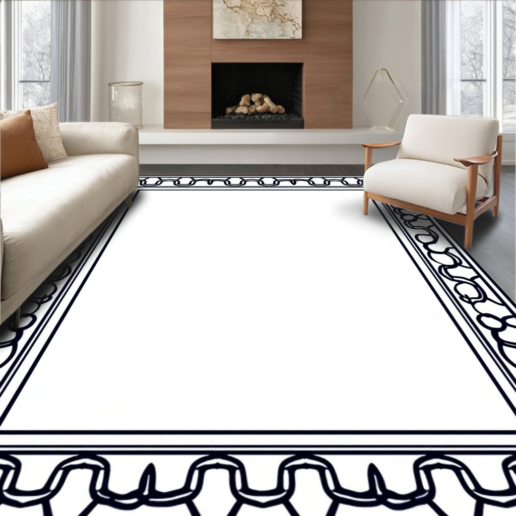 Ornate Linear Geometric Frame Design Rug