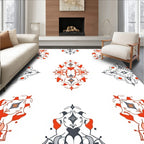 Red and Gray Ornamental Medallion Pattern Rug