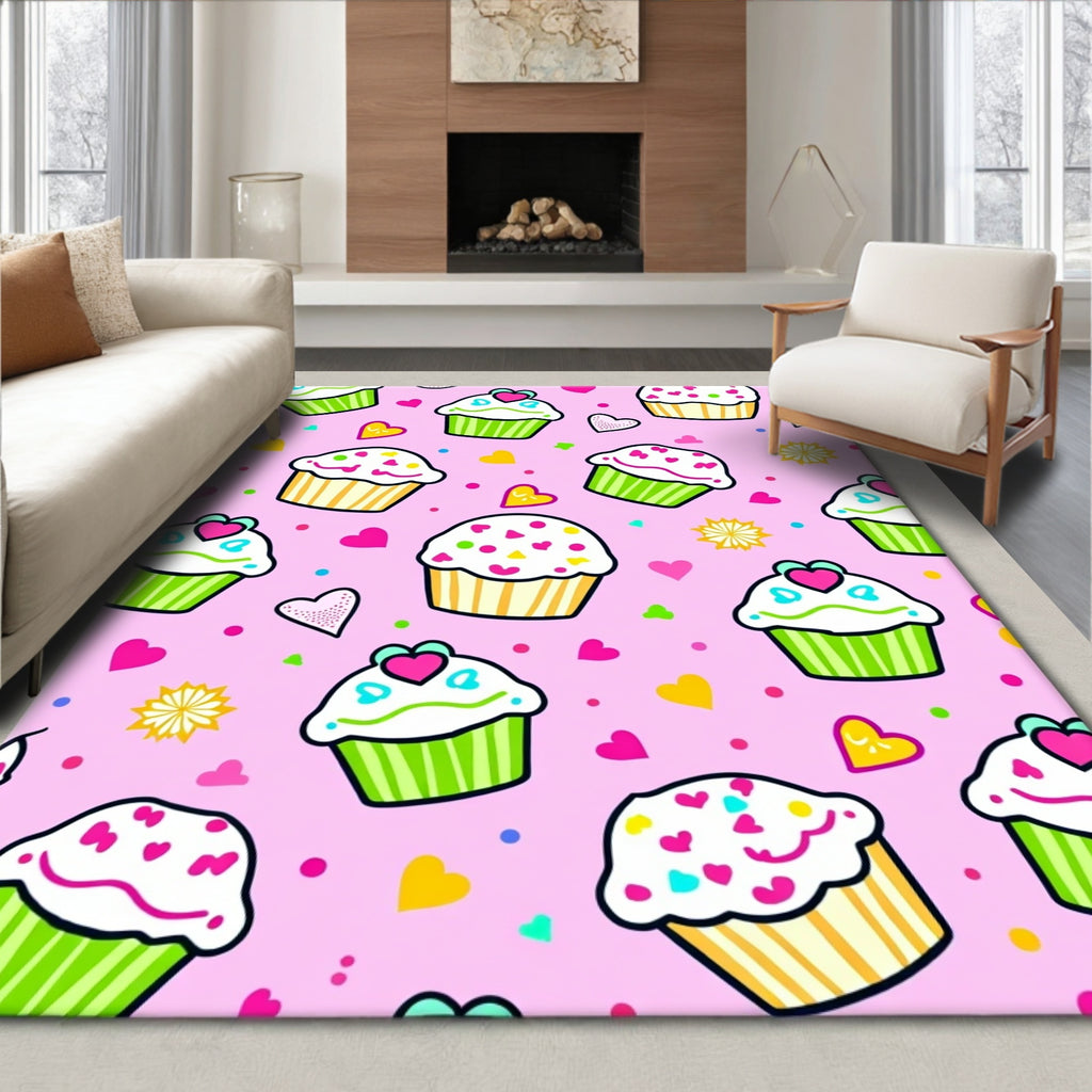 Sweet Cupcake Heart Pattern Design Rug