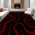 Dramatic Red Swirl Pattern Rug