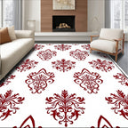 Classic Red Damask Pattern Rug