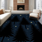 Dark Pine Trees Under Starry Sky Rug